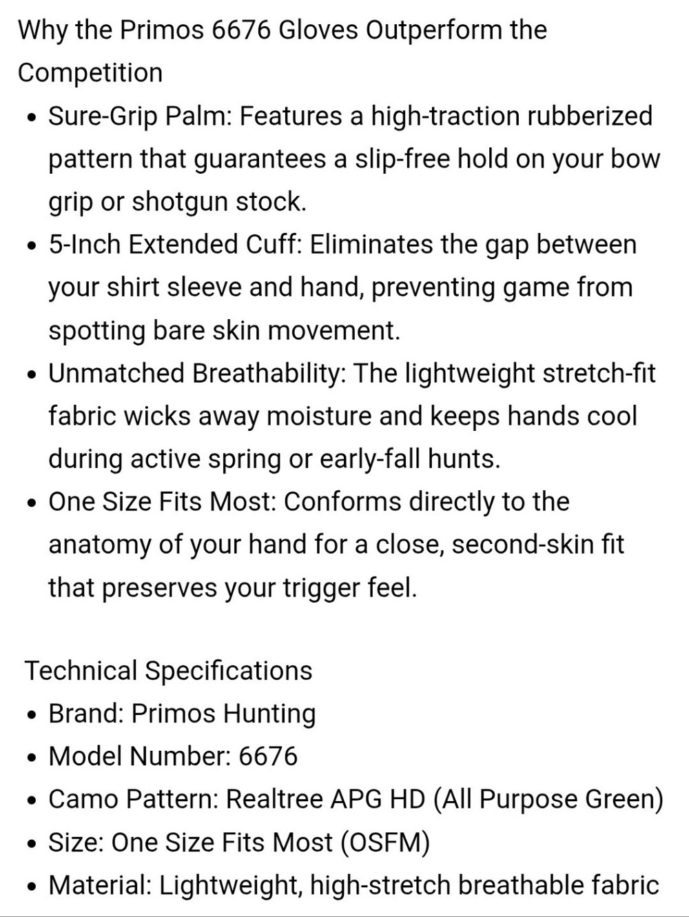 Primos Men's Camo Hunting Gloves - Picture 7 of 7